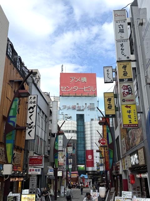 アメ横センタービル前の通りと観光客の様子（2025年10月10日撮影）