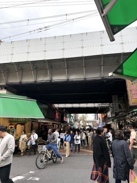 上野アメ横のJR高架下エリア。人通りが絶えないにぎわいの風景