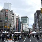 上野中央通りの歩行者天国と多くの人々の様子